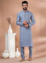 Viscose Grey Traditional Wear Plain Kurta Pajama